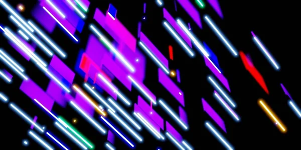 多色レーザー光黒の背景にNeon光3Dイラスト — ストック写真