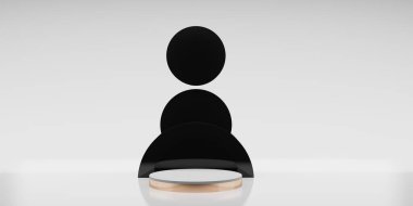 pembe altın ekran stand siyah kesim beyaz arkaplan minimalist biçim 3d illüstrasyon