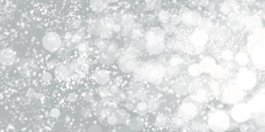 Yüzen beyaz bokeh siyah arkaplan beyaz yıldız tozu 3D illüstrasyon