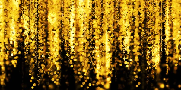 Flutuante Bokeh Ouro Preto Fundo Dourado Stardust Ilustração — Fotografia de Stock