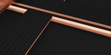 Siyah ve pembe altın külçelerin arkaplan resmi 3D resimleme parlıyor