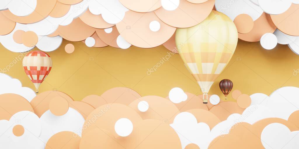 Hot Air Balloons in the Sky 3D Illustration