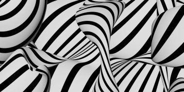 Zebra soyut dalgaları arkaplan resmi 3 boyutlu illüstrasyon