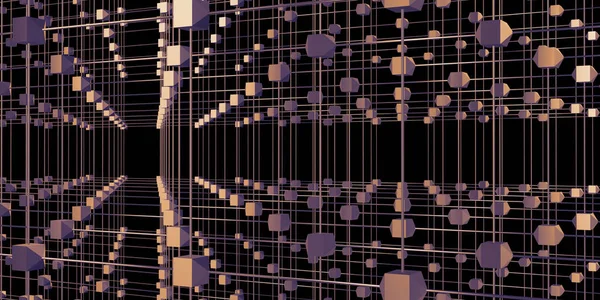 Hexagonális Rács Atomi Szerkezet Cyberpunk Stílusú Neon Fény Illusztráció — Stock Fotó