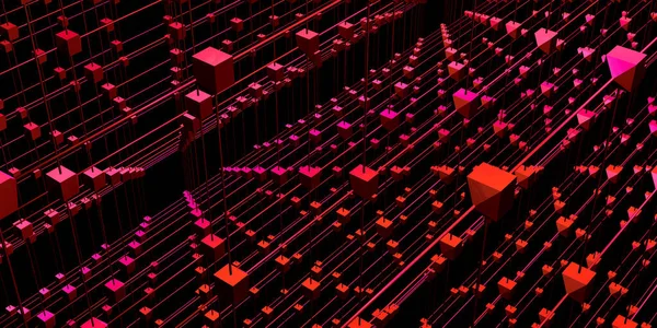 Hexagonális Rács Atomi Szerkezet Cyberpunk Stílusú Neon Fény Illusztráció — Stock Fotó
