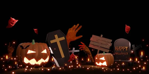 Halloween Achtergrond Pompoen Duivel Geest Illustratie — Stockfoto