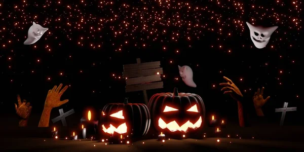 Halloween Background Pumpkin Devil Ghost Illustration — 스톡 사진