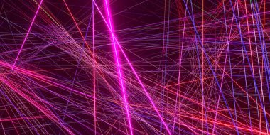 Siyah bir arkaplan üzerinde lazer ışını etkisi 3D illüstrasyon