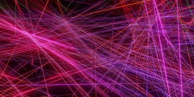 Siyah bir arkaplan üzerinde lazer ışını etkisi 3D illüstrasyon