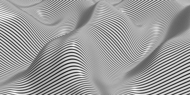 Zebra desenli sallanan dalga arkaplanı 3 boyutlu illüstrasyon