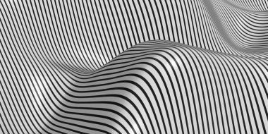 Zebra desenli sallanan dalga arkaplanı 3 boyutlu illüstrasyon