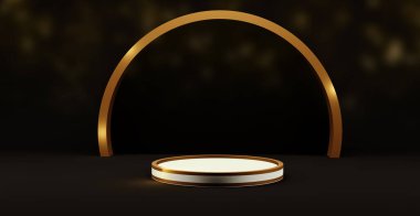 Model şablonlar için temel altınlar ve siyah koyu renk süslemeli sergi 3D