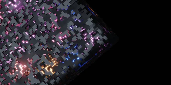 Cubes pixels Rubik\'s cube isometric abstract geometric Digital data concept complex structure 3D render