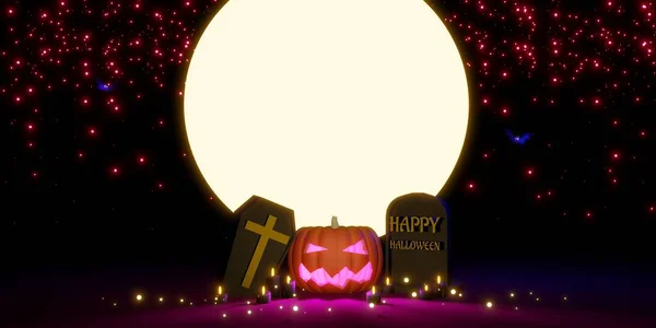 Halloween Nacht Met Volle Maan Festival Dag Achtergrond Afbeelding Illustratie — Stockfoto