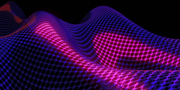 Технологія Кругової Сітки Фон Відбиваюча Блискуча Поверхня Цифрова Хвиля Ілюстрація — стокове фото