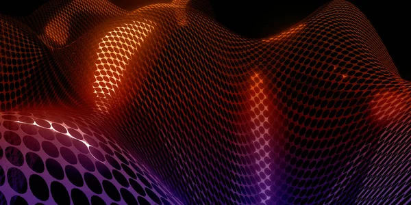 circle mesh technology background Reflective shiny surface Digital wave 3d illustration