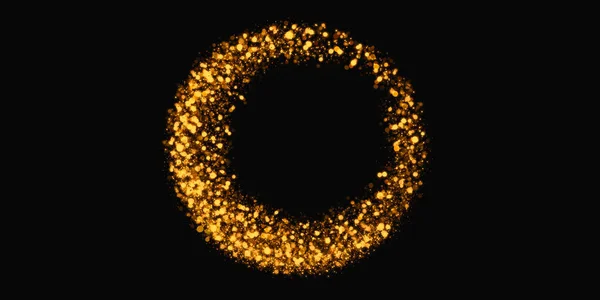 gold glitter circle abstract swirl light effect sparkling star dust 3d illustration