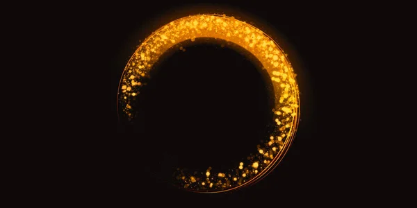 Altın Parıltı Dairesi Soyut Girdap Işık Efekti Parıldayan Yıldız Tozu — Stok fotoğraf
