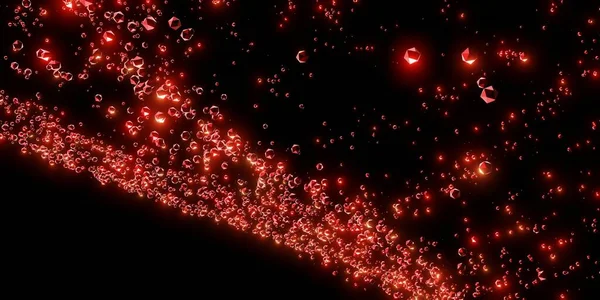 フラックアブストラクト分子と原子火の線が3Dイラストを打つ — ストック写真