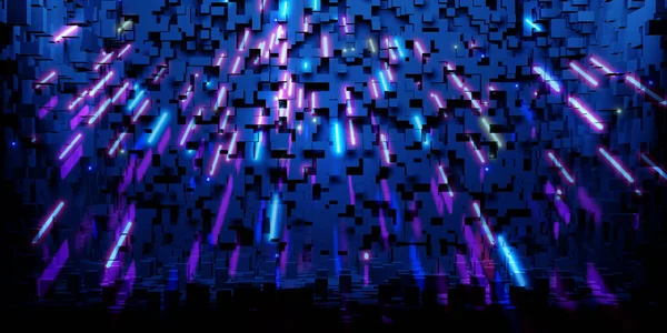 Fantasía Pixel Bloques Tecnología Abstracto Fondo Moderno Escena Concepto Ilustración — Foto de Stock