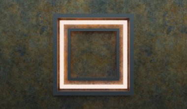 Square frame, neon, abstract background, 3D illustration