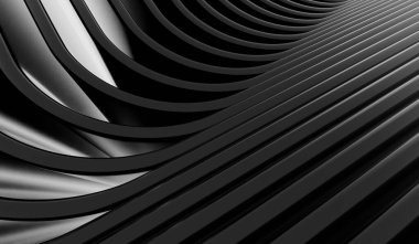 Modern soyut siyah ızgara çizgisi arkaplanı, 3B illüstrasyon