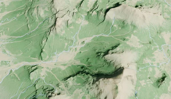 Hava manzarası, su yolu, zemin seviyesi, doğal zemin, üç boyutlu illüstrasyon