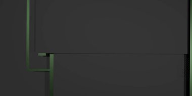 Soyut çizgiler, siyah ve altın çerçeve arkaplan, basit, üç boyutlu illüstrasyon