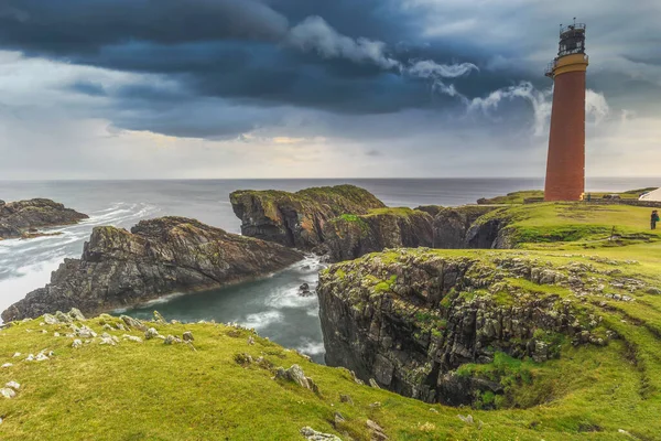 Lighthouse during storm weather, Butt of Lewis,Outer Hebrides, Scotland — стокове фото