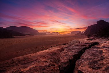 Sunset in Wadi Rum desert, Jordan clipart