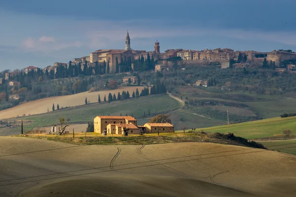 Toscana, vila medieval italiana de Pienza. Siena, Val d Orcia, Itália — Fotografia de Stock