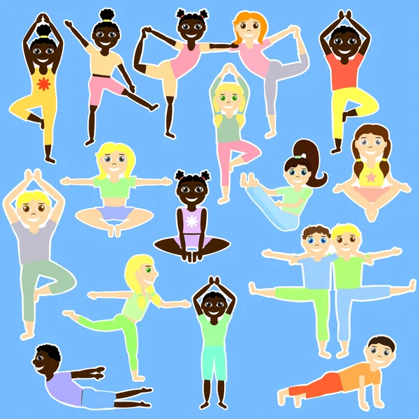 Kid's yoga set. — Stockvector