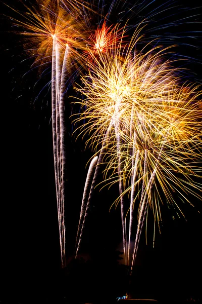 Firework streaks in the night sky — Stock Photo, Image