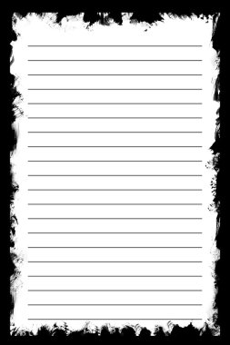 White texture notebook paper on black background.