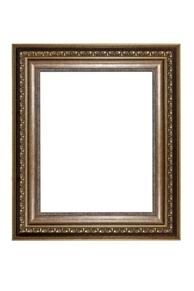 Ancient wooden photo frame isolated on white Stock Photo
