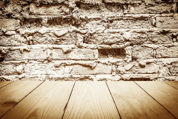 Texture bois sur vieux mur de briques vintage pour fond . — Photo