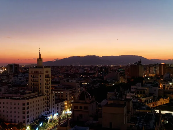 Blick Auf Die Stadt Málaga Bei Nacht Zur Weihnachtszeit — Stockfoto