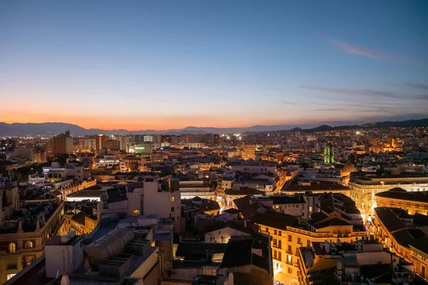 Malaga City View Night Christmas Time — стокове фото
