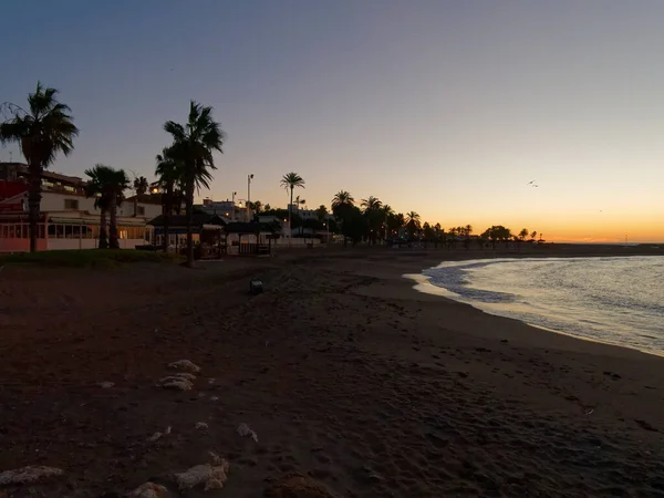 View Sea Stones Pedregalejo Beach Dusk — Stock Photo, Image