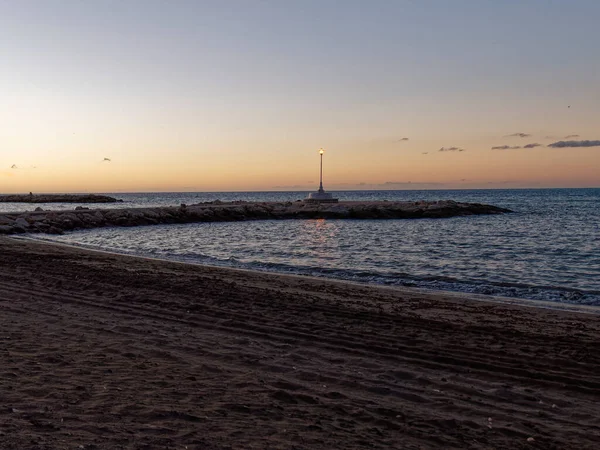 Вид Море Лампедузу Пляже Педрегалехо Сумерках — стоковое фото