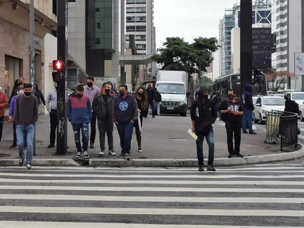 Sao Paulo Brasil Outubro 2020 Novo Normal Avenida Paulista São — Fotografia de Stock