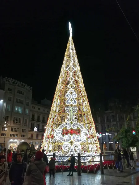 Malaga Spain December 2017 View Christmas Lights Decoration Calle Larios — Stock Photo, Image