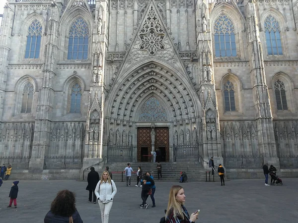 Barcelone Espagne Décembre 2017 Vue Sur Cathédrale Barcelone — Photo