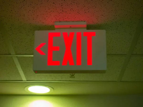 View Vintage Lit Exit Sign — Stock Photo, Image