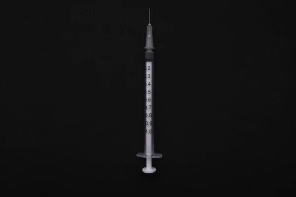 View Thin Syringe Black Background — Stock Photo, Image