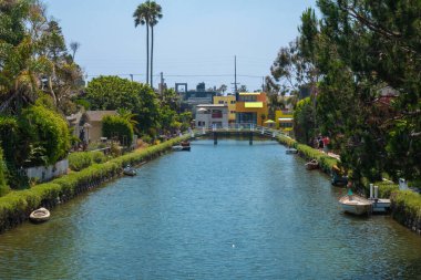 Kaliforniya 'daki Venice Beach kanallarının güzel manzarası.