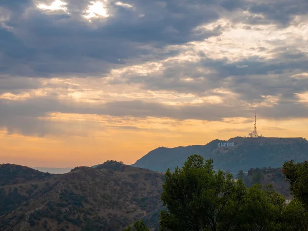 Hermosa Vista Las Colinas Hollywood Verano Atardecer — Foto de Stock