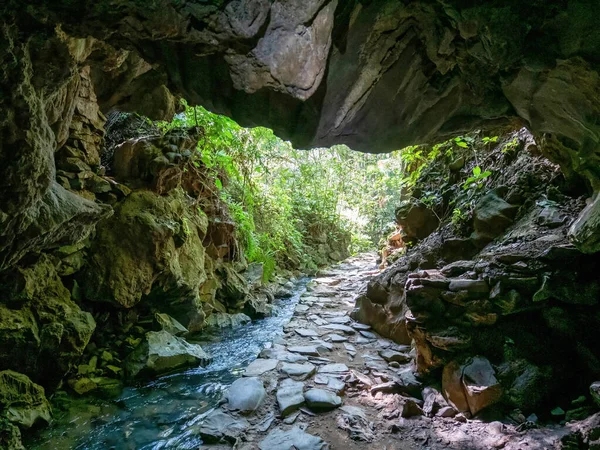 Río Que Fluye Desde Cueva Interior Petar — Foto de Stock
