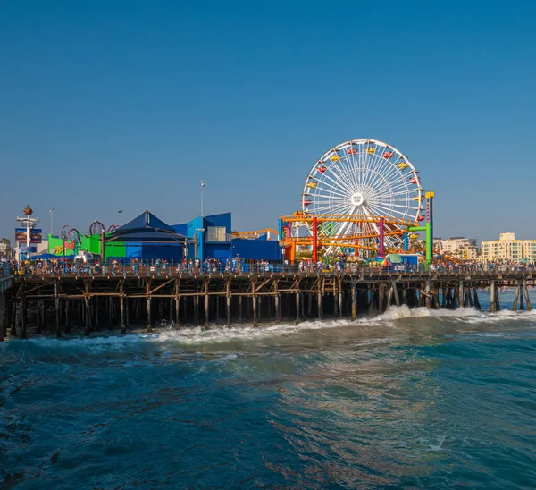 Amplia Vista Del Muelle Santa Mónica Ferris Wheel California —  Fotos de Stock