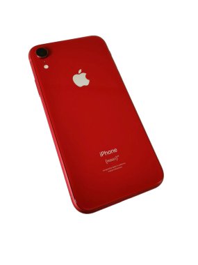 SAO PAULO, BRAZIL - 17 EKİM 2020: Smartphone iPhone XR Red.